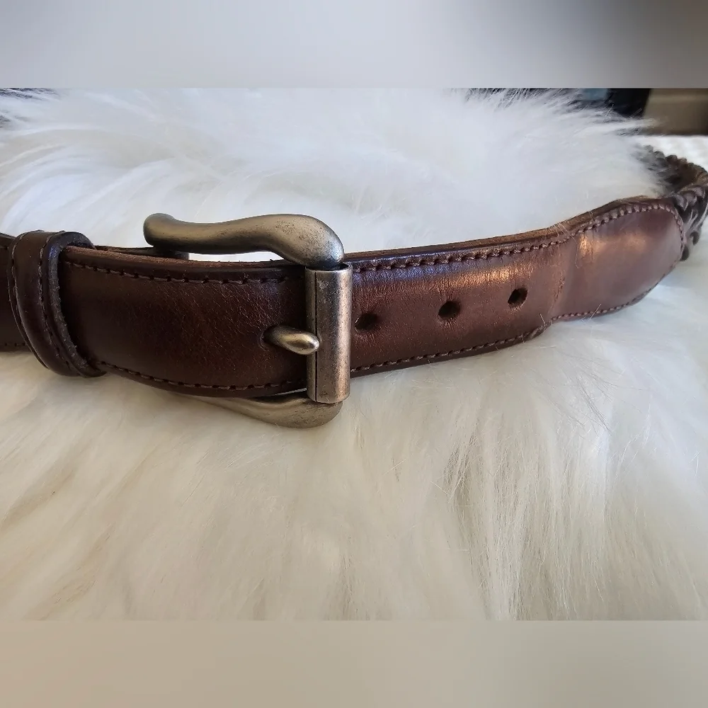 Coach Vintage Mahogany Braided Leather Dress Belt Size 38
